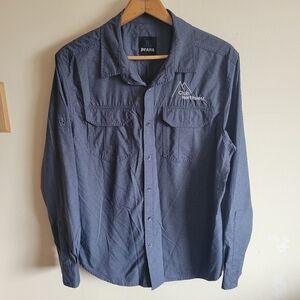 Prana Lightweight Button Down Long Sleeve Shirt Blue M Medium